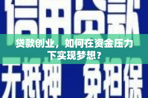 南郊贷款创业，如何在资金压力下实现梦想？