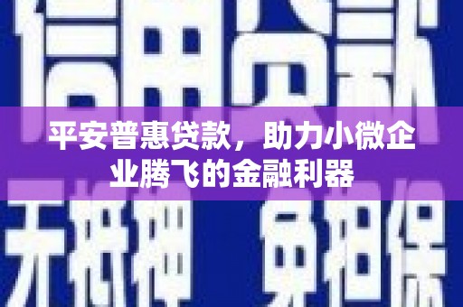 合川平安普惠贷款，助力小微企业腾飞的金融利器