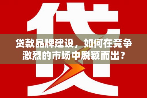 树林贷款品牌建设，如何在竞争激烈的市场中脱颖而出？